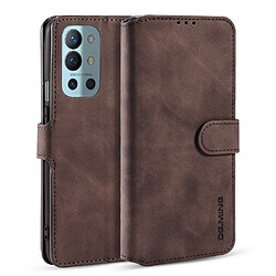 Dg.Ming Etui en PU + TPU style vintage avec support café pour votre OnePlus 9R