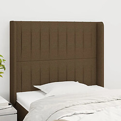 vidaXL Tête de lit avec oreilles Marron foncé 93x16x118/128 cm Tissu