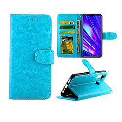 Wewoo Housse Coque Pour OPPO Realme5 Pro Crazy Horse Texture de protection en cuir à rabat horizontal avec support et fentes cartes et portefeuille et cadre photo bleu bébé