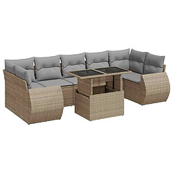 vidaXL Salon de jardin avec coussins 8 pcs beige résine tressée