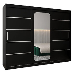 Abiks Meble Armoire PROMO V2 À Portes Coulissantes 200/250/62 3 Portes (Noir/Noir)