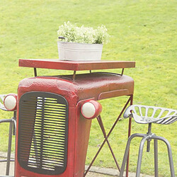 Acheter L'Héritier Du Temps Table Tracteur Rouge Console Bar Modèle Calandre de Tracteur en Acier 67x100x104cm