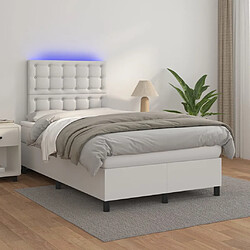 vidaXL Sommier à lattes de lit avec matelas et LED Blanc 120x200 cm 