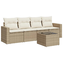 vidaXL Salon de jardin avec coussins 5 pcs beige résine tressée