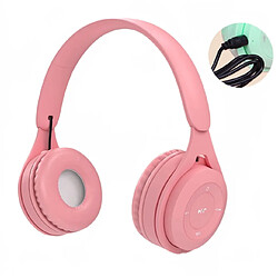 Universal Écouteurs de jeux Bluetooth rose nouveau casque stéréo casque filaire avec microphone casque pliable support carte TF pour MP3 PC téléphone mobile | Écouteurs Bluetooth