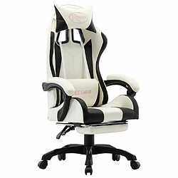 Maison Chic Chaise de jeu vidéo avec repose-pied, Chaise gaming, Fauteuil gamer d'ordinateur,Chaise de Bureau Noir et blanc Similicuir -GKD85610