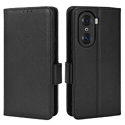 Etui en PU texture litchi, fermeture aimantée, antichoc avec support noir pour votre Honor 60