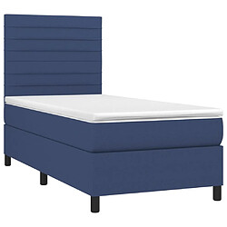 Avis Maison Chic Lit adulte- Lit + matelas,Sommier à lattes de lit avec matelas et LED Bleu 90x190cm Tissu -GKD69173