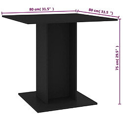 vidaXL Table à manger Noir 80x80x75 cm bois d'ingénierie pas cher