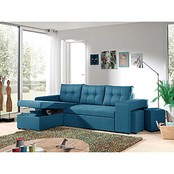 Bestmobilier California - Canapé d'angle réversible et convertible avec coffre de rangement - Bleu canard