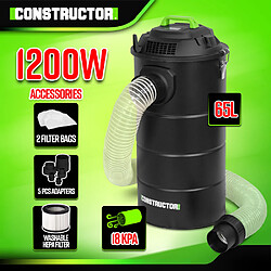 Aspirateur d'atelier 1200W avec cuve métallique 65L - Constructor