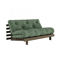 Inside 75 Canapé convertible futon ROOTS pin carob brown matelas olive green couchage 160x200 cm