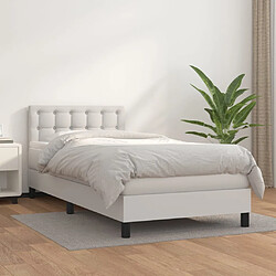 vidaXL Sommier à lattes de lit avec matelas Blanc 90x190 cm Similicuir