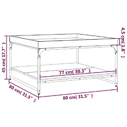 vidaXL Table basse sonoma gris 80x80x45 cm bois d'ingénierie et fer pas cher