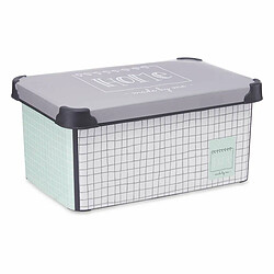 Kipit Boîte de rangement avec couvercle Home à carreaux Gris Plastique 10 L 23,5 x 16,5 x 35 cm (12 Unités)