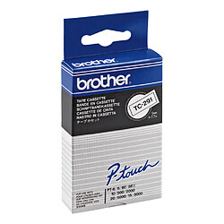 Ruban titreuse laminé Brother TC291 9 mm - blanc écriture noire.Longueur 7,7 m