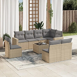 Maison Chic Salon de jardin avec coussins 9 pcs | Ensemble de Table et chaises | Mobilier d'Extérieur beige résine tressée -GKD73365