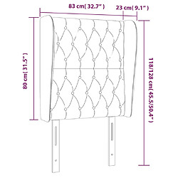 Acheter vidaXL Tête de lit avec oreilles Gris foncé 83x23x118/128 cm Velours