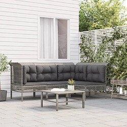 Maison Chic Salon de jardin 4 pcs + coussins - Mobilier/Meubles de jardin - Table et chaises d'extérieur Gris Résine tressée -MN35662