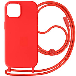 Avizar Coque Cordon pour iPhone 15 Lanière Tour du Cou 80cm série Corda Rouge