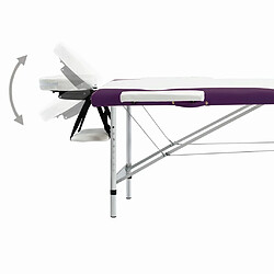 Avis vidaXL Table de massage pliable 2 zones Aluminium Blanc et violet