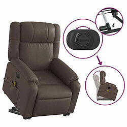 Maison Chic Fauteuil Relax pour salon, Fauteuil inclinable de massage Marron Similicuir -GKD40664 pas cher