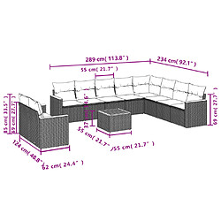 vidaXL Salon de jardin 11 pcs avec coussins beige résine tressée pas cher