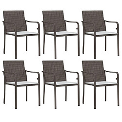 Maison Chic Lot de 6 Chaises de jardin,Fauteuil d'extérieur et coussins marron 56x59x84 cm rotin -MN64963