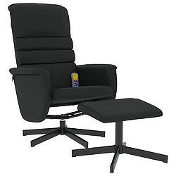 vidaXL Fauteuil inclinable de massage avec repose-pied noir similicuir