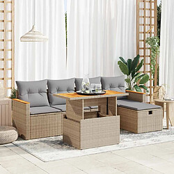 vidaXL Salon de jardin avec coussins 6 pcs beige résine tressée