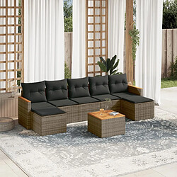 Maison Chic Salon de jardin 8 pcs avec coussins | Ensemble de Table et chaises | Mobilier d'Extérieur gris résine tressée -GKD99986