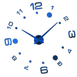 moderne diy grande horloge murale grande montre 3d miroir quartz analogique horloge bleu