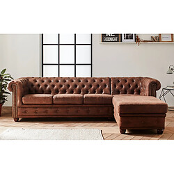 Lisa Design Winston - Canapé d'angle Chesterfield - 4 places - style industriel - droit