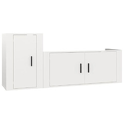 Maison Chic Ensemble de meubles TV 2 pcs pour salon - blanc brillant bois d'ingénierie -MN20063