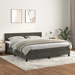 Maison Chic Lit Adulte - Lit simple Lit à sommier tapissier et matelas moelleux - Meuble de Chambre - Gris foncé 160x200cm Velours -MN15655