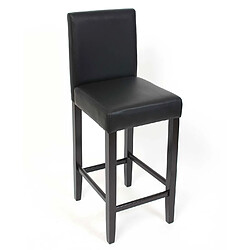 Mendler 2x tabouret de bar chaise de bar M37 cuir synthétique ~ noir, pieds foncés