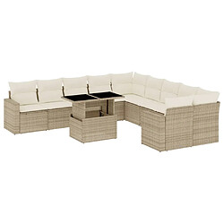 vidaXL Salon de jardin 11 pcs avec coussins beige résine tressée