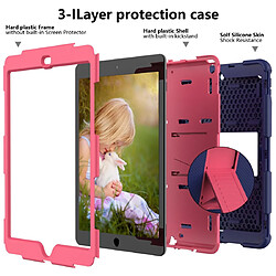 Avis Wewoo Housse Étui Coque Pour iPad 10.2 de protection en silicone bicolore antichoc avec support et fente stylo bleu foncé + rose chaud