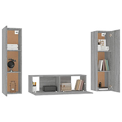 Acheter Maison Chic Ensemble de meubles TV 3 pcs | Banc TV Moderne pour salon | Meuble de Rangement - Sonoma gris Bois d'ingénierie -MN61517