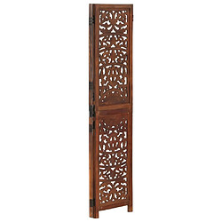 vidaXL Cloison de séparation 3 panneaux Marron 120x165cm Bois manguier