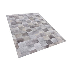 Beliani Tapis gris avec motif quadrillé 160 x 230 cm ALACAM