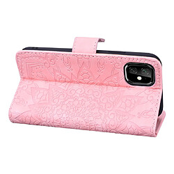 Acheter Wewoo Coque Étui en cuir gaufré à double rabattement avec motif pour mollet et emplacements cartes de crédit iPhone 11 6.1 pouces Rose