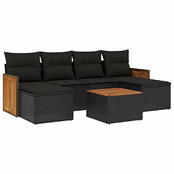 Maison Chic Salon de jardin 7 pcs avec coussins | Ensemble de Table et chaises | Mobilier d'Extérieur noir résine tressée -GKD60706