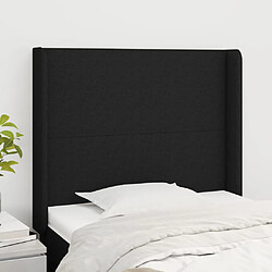 vidaXL Tête de lit avec oreilles Noir 103x16x118/128 cm Tissu