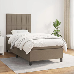 vidaXL Sommier à lattes de lit avec matelas Taupe 100x200 cm Tissu