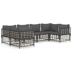 Maison Chic Salon de jardin 6 pcs + coussins - Mobilier/Meubles de jardin - Table et chaises d'extérieur anthracite résine tressée -MN54248