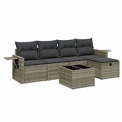 vidaXL Salon de jardin 6 pcs avec coussins gris clair résine tressée