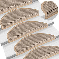 vidaXL Tapis d'escalier autocollants 15 pcs 56x17x3 cm Beige clair 