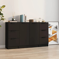 vidaXL Buffets 3 pcs noir bois d'ingénierie