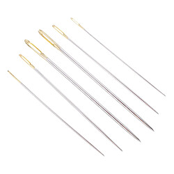 Acheter 6pcs Aiguilles à Coudre à Main En Acier Pour Broderie Point De Croix Or Oeil 3 Tailles